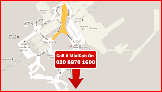 SW18 to airport map - london minicab