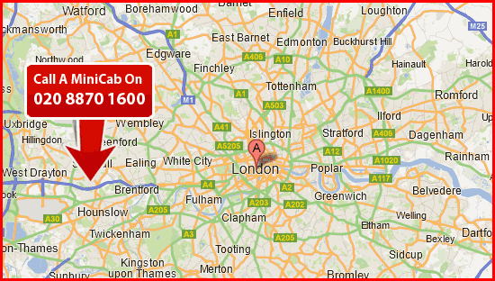 london airport minicab map - london minicabs
